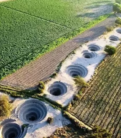 Espirales del sistema hidr�ulico subterr�neo del acueducto de Cantalloc, construidos por la cultura Nasca entre los siglos III y VI d.C.