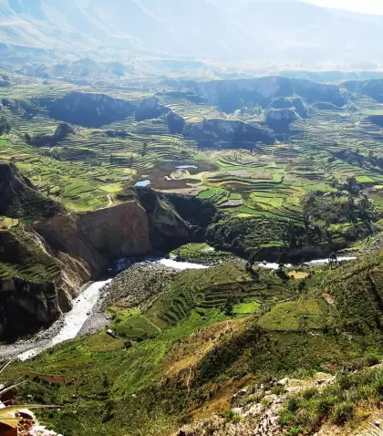 Contraste entre la profundidad del ca��n, terrazas agr�colas y vegetaci�n, capturado desde uno de los miradores del valle. Fuente: Anywhere.com (image