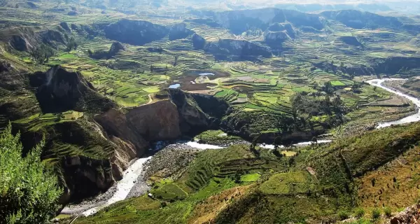Contraste entre la profundidad del ca��n, terrazas agr�colas y vegetaci�n, capturado desde uno de los miradores del valle. Fuente: Anywhere.com (image