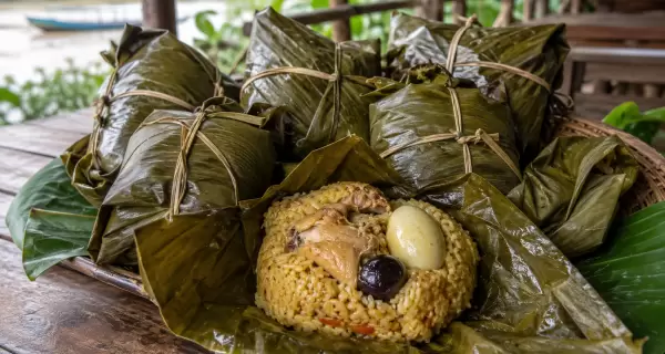 Juane de San Juan, el plato m�s representativo de la Amazon�a peruana.